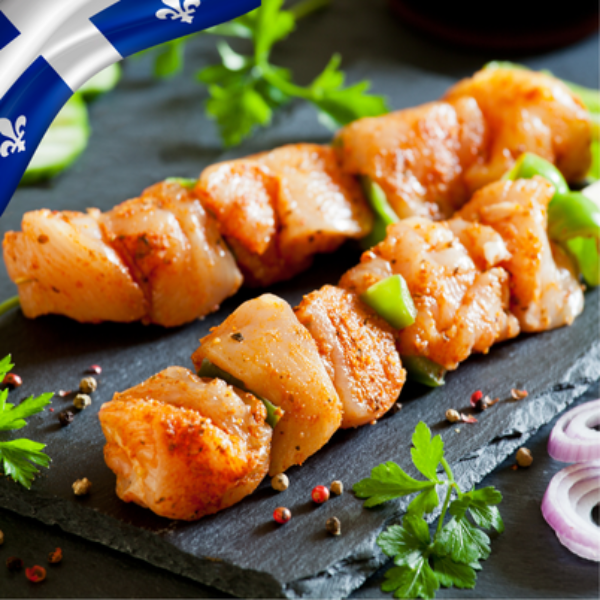Brochette de poulet marinée